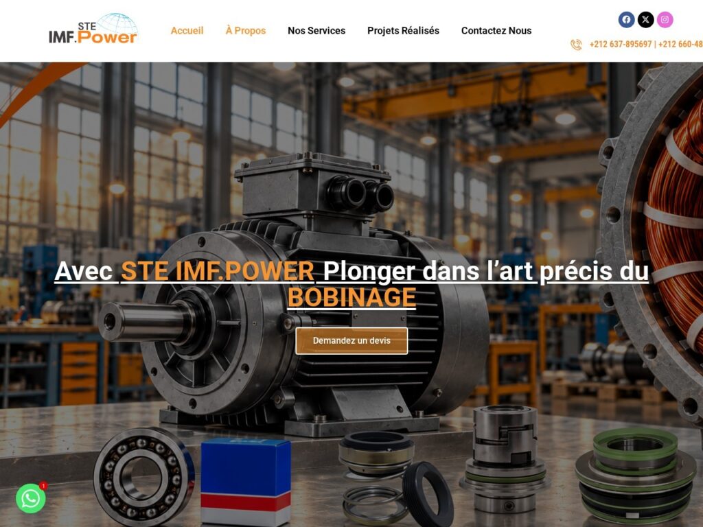 Capture de la page d’accueil — IMF Power